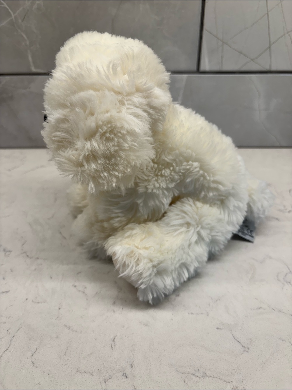 RUSS BERRIE Muffin White Fluffy Plush Puppy Dog Hard Eyes Nose Bichon Frise - Picture 4 of 9